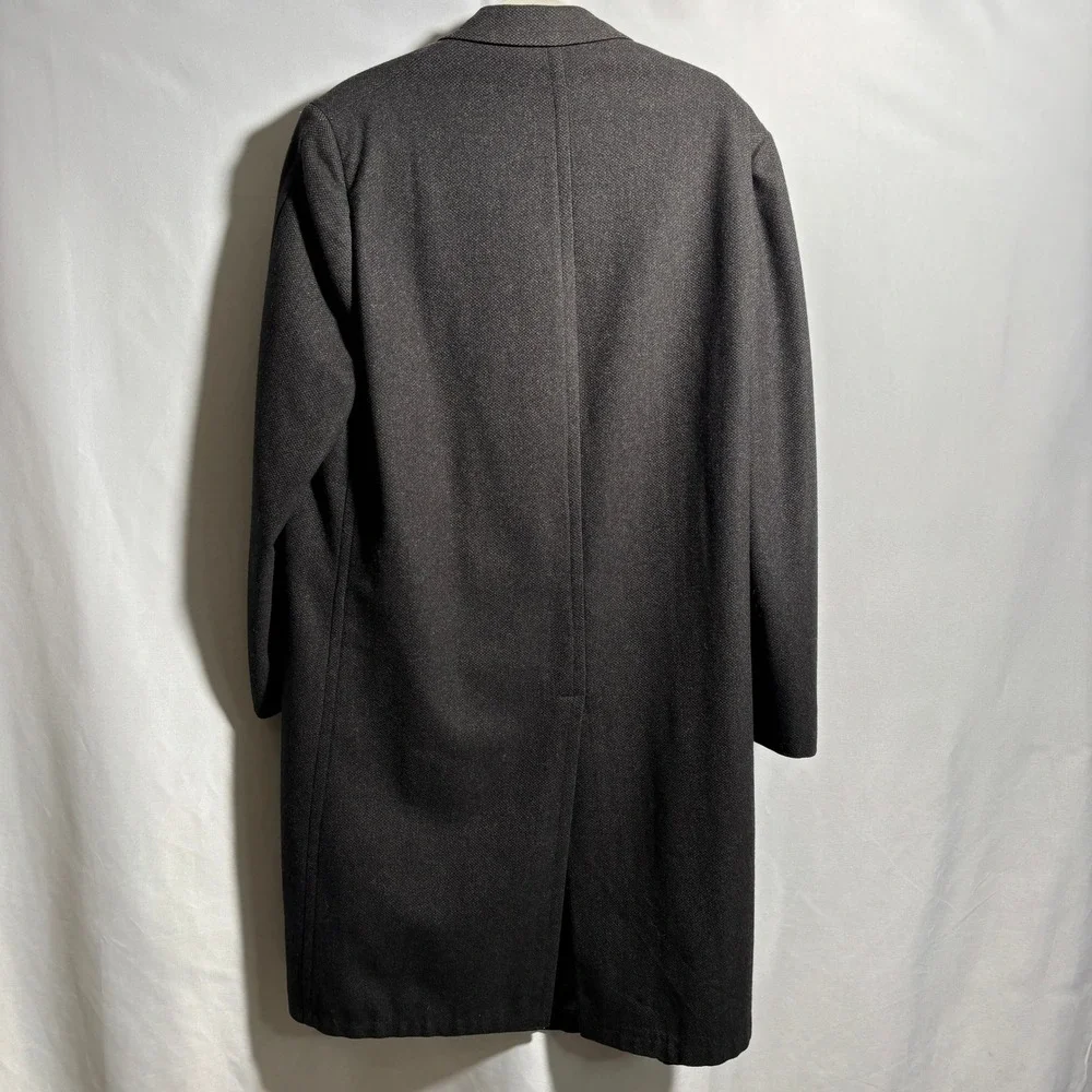 Mens XXL Vintage Charcoal‎ Gray Wool Overcoat Coat Langworthys Regent Gleneagles